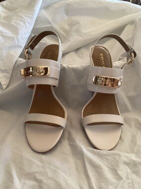 COACH chalk Sandals with Gold Hardware